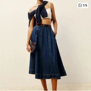 Reformation Delilah Midi Denim Skirt - Size 27 NWT
